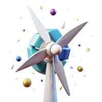 vibrant artistic Wind Turbine Rotating Cutout with White Blades high quality png