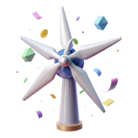 vibrant vintage Wind Turbine with Rotating Blades Element with Transparent Background high quality png