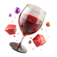extraordinary vintage Wine Glass with Red Wine Angled View Isolated authentic png