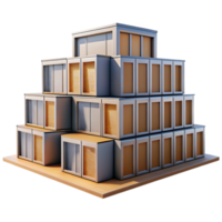 elegant traditional Prefabricated modular housing units, stacked in a grid, minimalist design, urban setting, bright daylight, architectural visualization, genuine png