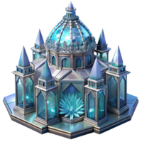 serene minimalist Crystal palace, intricate glass and metal structure, filled with light, fantasy setting, magical atmosphere, digital art, premium png