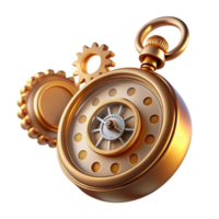 extraordinary rustic A steampunk pocket watch with intricate gears and Roman numerals, floating in mid-air, illuminated by a soft, ambient light in a photorealistic style 4K png