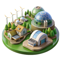 magnificent traditional Sustainable eco-village, earth-sheltered homes, integrated with landscape, renewable energy sources, idyllic rural setting, architectural visualization, high resolution png