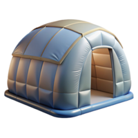 vibrant abstract Inflatable temporary shelter, lightweight fabric structure, disaster relief setting, bright daylight, humanitarian design, photorealistic rendering, exclusive png