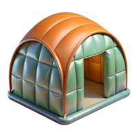 impressive classic Inflatable temporary shelter, lightweight fabric structure, disaster relief setting, bright daylight, humanitarian design, photorealistic rendering, detailed png
