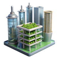 extraordinary rustic Vertical farm skyscraper, hydroponic gardens, integrated with urban infrastructure, futuristic city backdrop, sunny day, architectural rendering, genuine png