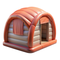 extraordinary minimalist Inflatable temporary shelter, lightweight fabric structure, disaster relief setting, bright daylight, humanitarian design, photorealistic rendering, 4K png