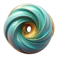 elegant modern A swirling vortex of iridescent turquoise and gold particles, illuminated by a soft ethereal glow, in a Art Deco style authentic png