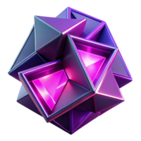 vibrant creative Fractured geometric shapes in vibrant magenta and deep violet, with sharp, contrasting edges and neon light accents, in a Cubist style high resolution png
