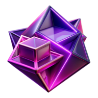 elegant modern Fractured geometric shapes in vibrant magenta and deep violet, with sharp, contrasting edges and neon light accents, in a Cubist style premium png