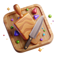 elegant abstract Wooden Cutting Board with Knife Marks Isolated Element png