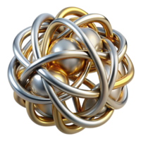 serene classic A complex network of interwoven threads in metallic silver and gold, with a subtle sheen and soft, ambient lighting, in a Textile Art style premium png