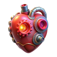 magnificent vintage A steampunk heart with intricate gears and pipes, pulsing with a faint glow, lit by a red, bioluminescent light in a surreal style professional png