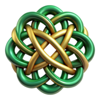 dramatic minimalist An intricate pattern of interwoven Celtic knots in emerald green and gold, with a subtle metallic sheen and soft, diffused lighting, in a Celtic Art style exclusive png