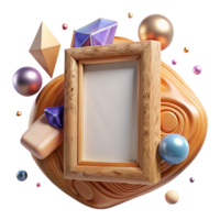 wonderful abstract Wooden Picture Frame with Ornate Design Isolated Element authentic png