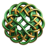extraordinary minimalist An intricate pattern of interwoven Celtic knots in emerald green and gold, with a subtle metallic sheen and soft, diffused lighting, in a Celtic Art style original png