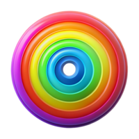 extraordinary minimalist A series of concentric circles radiating outward in vibrant rainbow colors, with a bright, pulsating glow, in a Op Art style genuine png