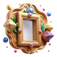 impressive abstract Wooden Picture Frame with Ornate Design Isolated Element authentic png