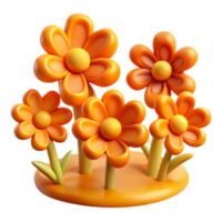 serene traditional A field of stylized flowers in vibrant hues of orange and yellow, with bold outlines and flat, graphic shapes, in a Pop Art style professional png