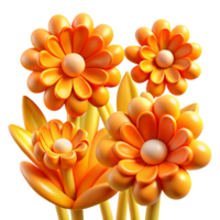 vibrant contemporary A field of stylized flowers in vibrant hues of orange and yellow, with bold outlines and flat, graphic shapes, in a Pop Art style genuine png
