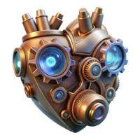 impressive abstract A steampunk mechanical heart intricately crafted from gears, pipes, and glowing crystals, illuminated by a soft, internal light, highly detailed, digital painting genuine png