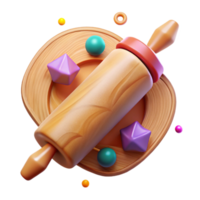 beautiful traditional Wooden Rolling Pin Side View Transparent Background detailed png