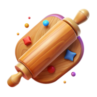 impressive minimalist Wooden Rolling Pin Side View Transparent Background premium png