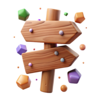 impressive abstract Wooden Signpost Blank Isolated authentic png