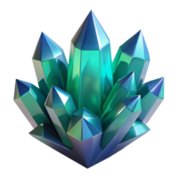 elegant traditional A cluster of crystalline structures in shades of emerald and sapphire, with sharp facets and sparkling refracted light, in a Geometric Abstraction style high quality png