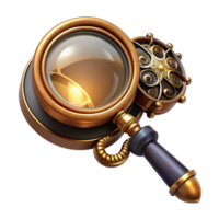 beautiful artistic A steampunk monocle with a magnifying glass and intricate filigree design, reflecting a hidden message, lit by a soft, ambient light, highly detailed, digital art 4K png