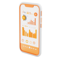 A modern smartphone displaying colorful business data analytics on its screen png