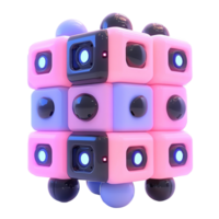 A colorful geometric structure built with square block forms png