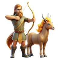 impressive abstract A wise centaur, with a long, flowing beard and intricate tribal tattoos, teaching archery to a young human. Warm, golden hour lighting. Realistic style high resolution png