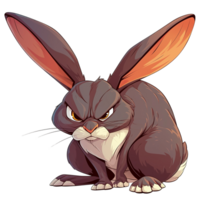An angry looking brown rabbit with large and pointed ears png