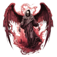 An ominous figure with large wings and flowing dark robes png
