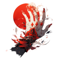 An artistic depiction of a hand holding a red circular object png