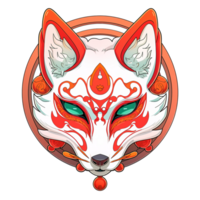 A stylized fox mask with intricate decorative patterns and colors png