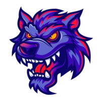 An aggressive wolf creature depicted with menacing expression and sharp teeth png