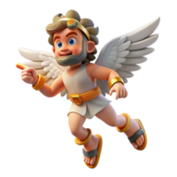 serene traditional A mischievous Hermes, wearing winged sandals, delivering a message. Dynamic, motion-blurred lighting. Hellenistic style 4K png