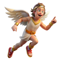 magnificent classic A mischievous Hermes, wearing winged sandals, delivering a message. Dynamic, motion-blurred lighting. Hellenistic style high quality png