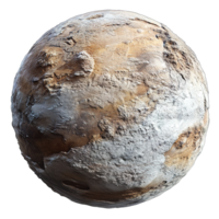 A detailed rendering of a spherical planet surface with interesting textures png