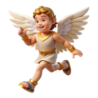 elegant vintage A mischievous Hermes, wearing winged sandals, delivering a message. Dynamic, motion-blurred lighting. Hellenistic style professional png
