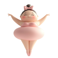 A smiling chubby ballerina dancing with open arms and happy expression png