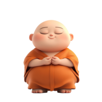 A smiling cartoon monk in orange robes and a bald head png