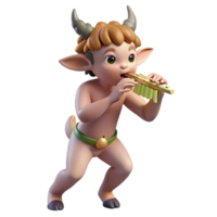 impressive contemporary A mischievous satyr playing a pan flute, surrounded by dancing nymphs, dappled sunlight filtering through a forest canopy, Impressionist style premium png