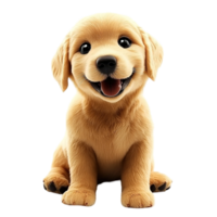 A happy golden retriever puppy smiling with open mouth and tongue png