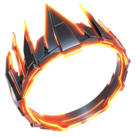 A stylized metallic circular object with sharp edges and red glow png
