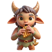 beautiful rustic A mischievous satyr playing a pan flute in a sun-drenched forest glade, rendered in a whimsical, storybook style original png