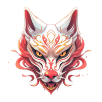 A detailed illustration depicting a stylized fox face with intricate patterns png