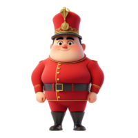 Animated character wearing a red uniform with a tall decorative hat png